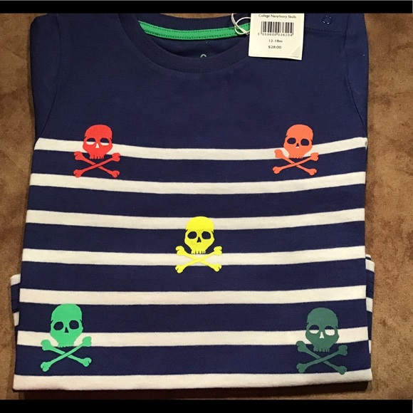 BODEN NWT AUTHENTIC BRETON STRIPES NAVY/WHITE 100% COTTON SKULL DESIGN TSHIRT - Picture 10 of 10
